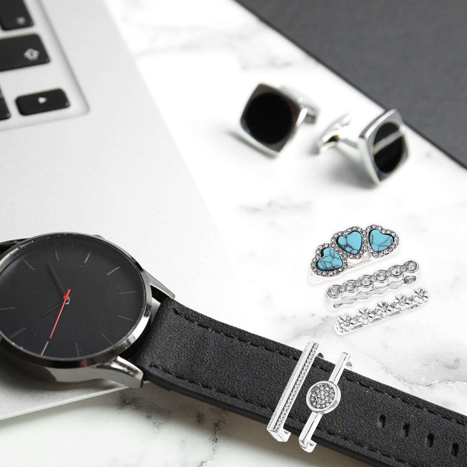 Smartwatches - 5-delige premium legering horlogeband ring charms,