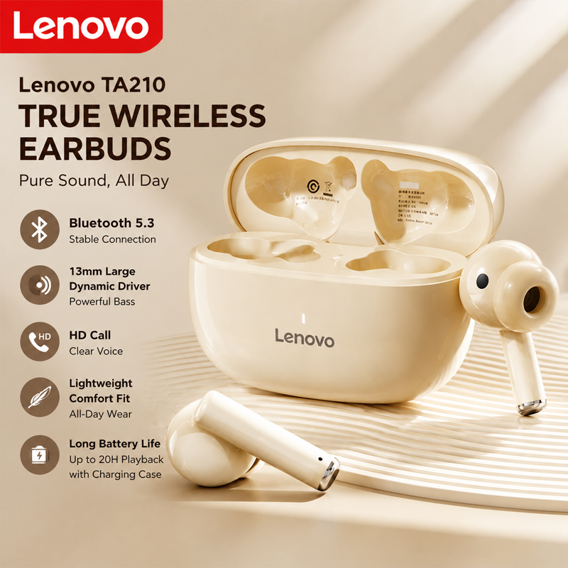 Anc Wireless Over Ear Headphones - Lenovo TA210 Bluetooth Draadloze Hoofdtelefoon Ingebouwde