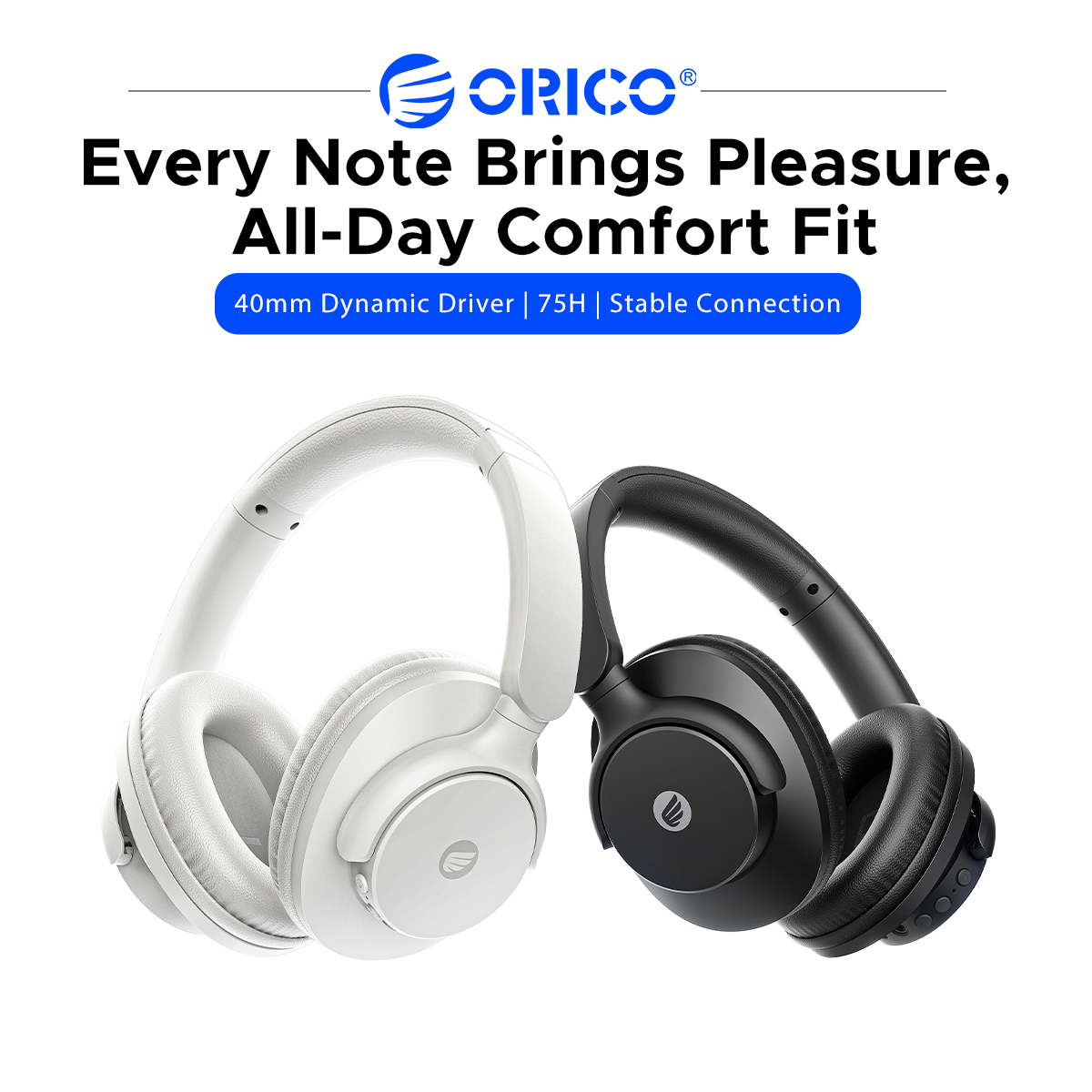 Anc Wireless Over Ear Headphones - ORICO Draadloze Over-Ear Bluetooth-hoofdtelefoon 40 mm