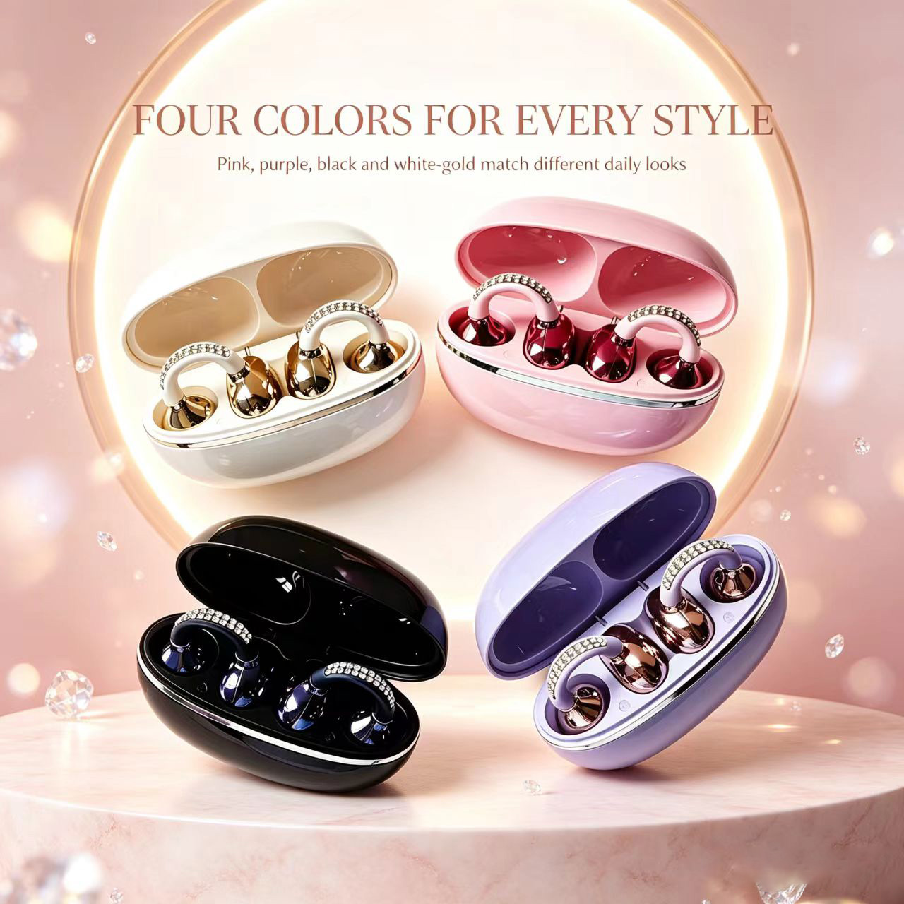 Rhinestone Open Ear Clip Draad - Open Ear Air Conduction Headphones recensie en prijs