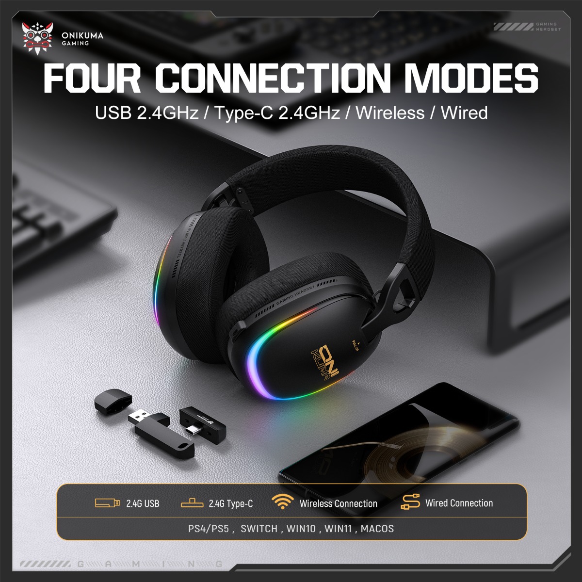 ONIKUMA GT805 Gaming Headset D - Gaming Headset With Mic Rgb recensie en prijs
